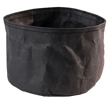 Brødkurv, Ø17x11cm, kraftig, foldbar, papirspose, læderlook, sort, (1 stk.)