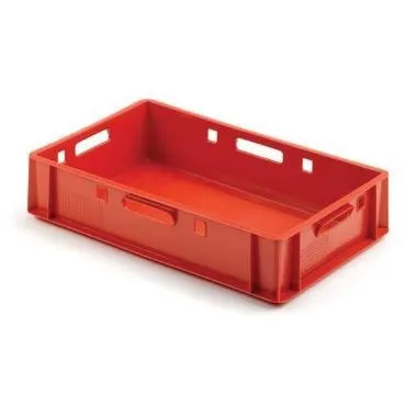Plastkasse E-1, 600 × 400 × 125 mm, rød, (1 stk.)