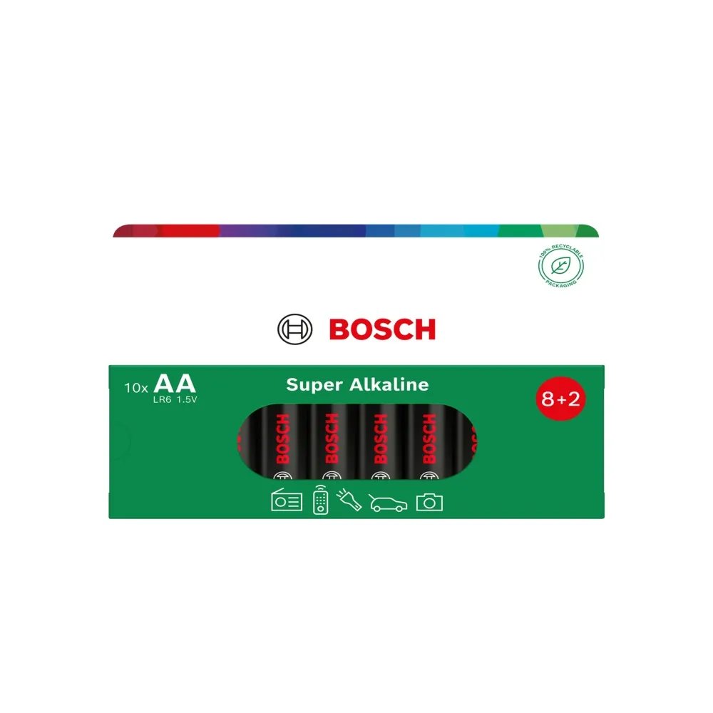 AA-batteri (LR6), Bosch Super Alkaline, 10-pak, (1 stk.)