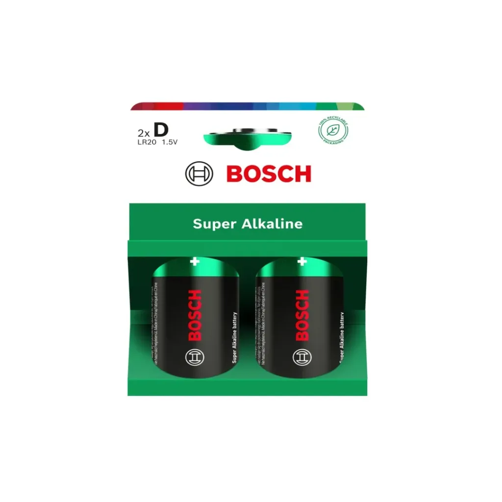D-batteri (LR20), Bosch Super Alkaline, 2-pak, (1 stk.)