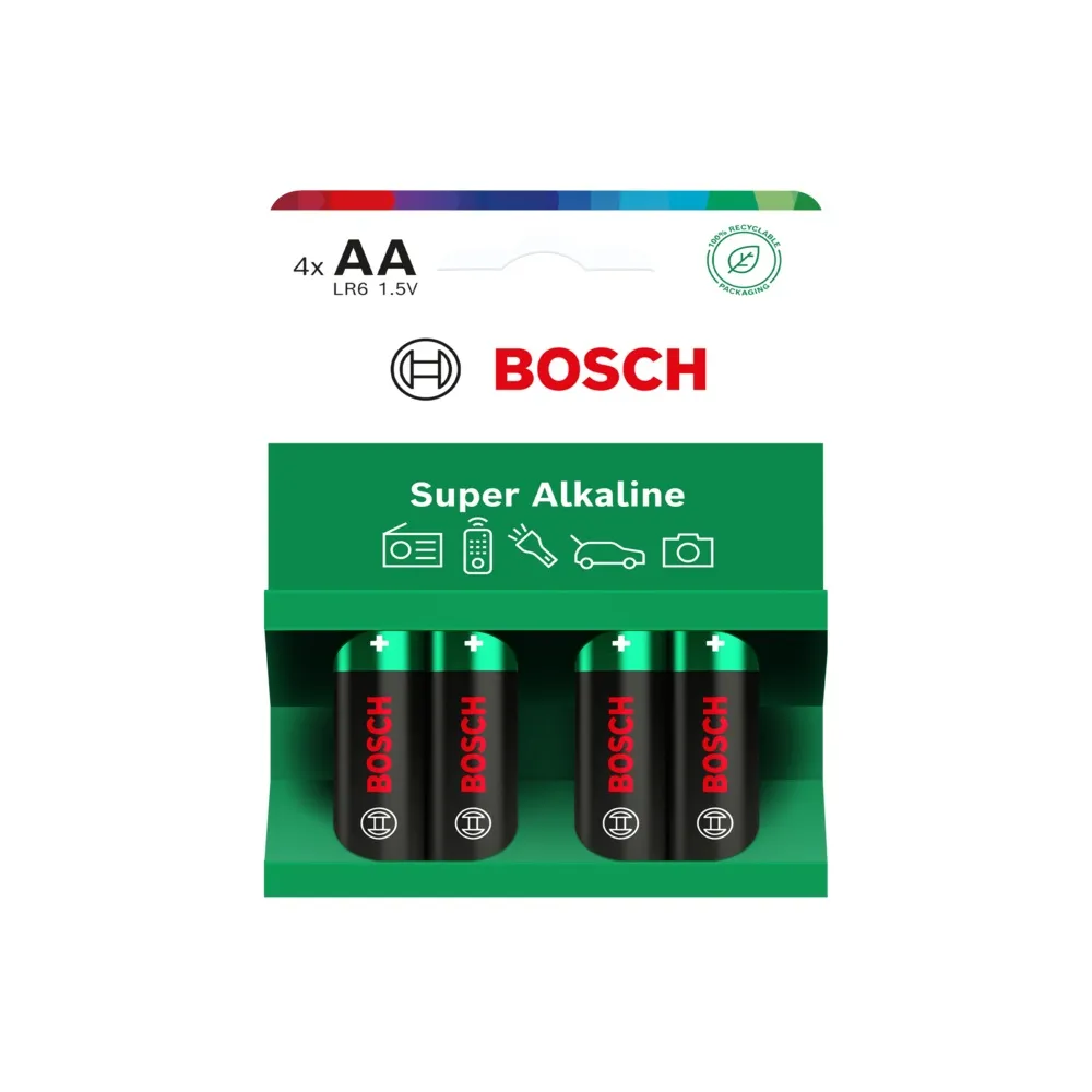 AA-batteri (LR6), 1,5V, Bosch Super Alkaline, 4-pak, (1 stk.)