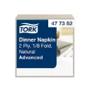 Middagsserviet, 2-lags, 1/8-fold, 39,5x39cm, natur, genbrugspapir, Tork Advanced 477352, (1800 stk.)