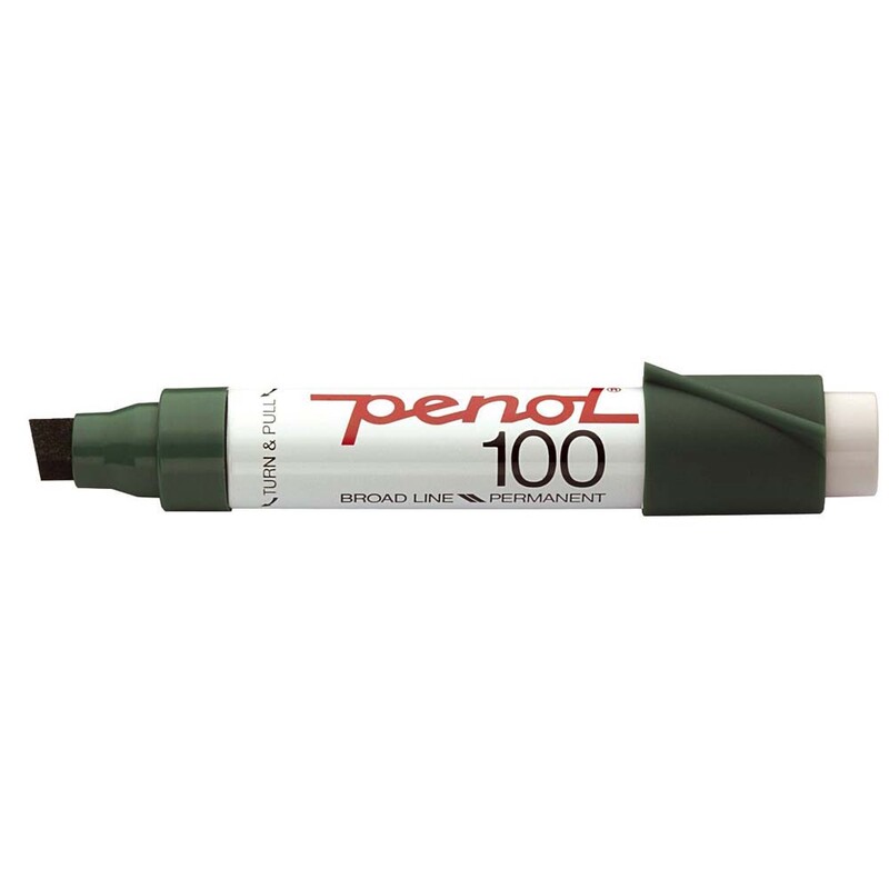 Marker, Penol,  100, 3-10MM, Skrå spids grøn, permanent