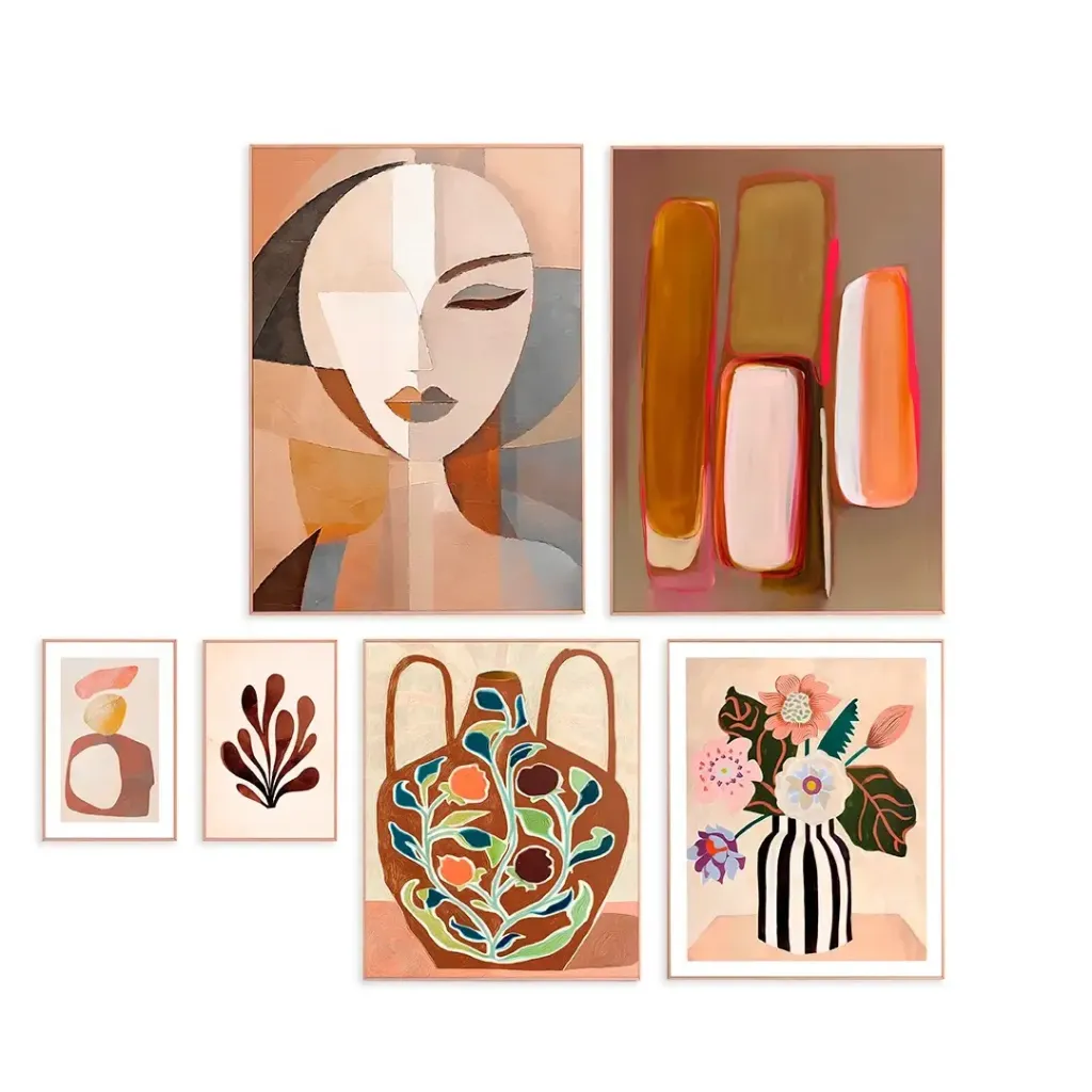 Indrammede billeder med grafiske kunsttryk - Securit ONE GALLERY Modern Graphic, (sæt á 6 stk.)