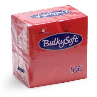 Kaffeserviet, Bulkysoft, 2-lags, 24x24cm, rød, 20 pakker á 100 stk. (2.000 stk.)