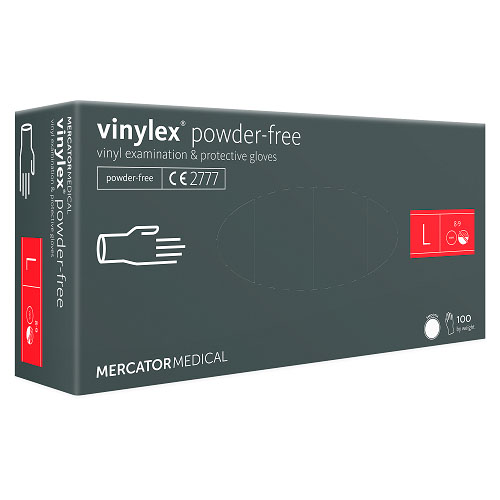 [10508] Vinylhandske, L, Vinylex, klar, pudderfri, Mercator, (100 stk.)