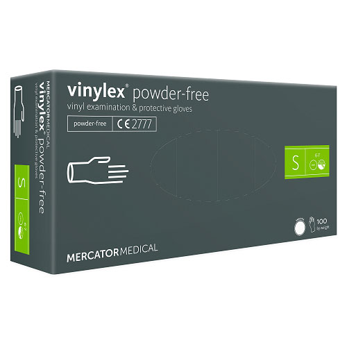 [10506] Vinylhandske, S, Vinylex, klar, pudderfri, Mercator, (100 stk.)
