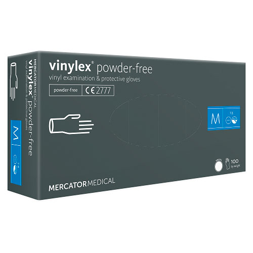 [10507] Vinylhandske, M, Vinylex, klar, pudderfri, Mercator, (100 stk.)