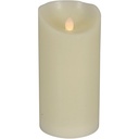 LED bloklys med bevægelig flamme, M, 12xØ7,5cm, hvid, plast, (1 stk.)