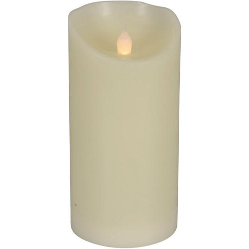 LED bloklys med bevægelig flamme, L, 15cm, Ø7,5cm, hvid, plast, (1 stk.)
