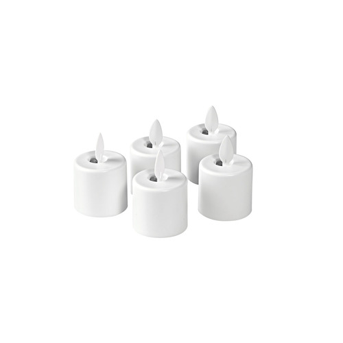 LED fyrfadslys m/ bevægelig flamme, genopladelige, varm hvid, 38xØ36mm, 25t, Duni Moving Flame, (5 stk.)
