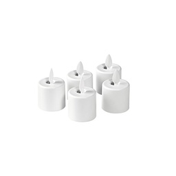 LED fyrfadslys m/ bevægelig flamme, genopladelige, varm hvid, 38xØ36mm, 25t, Duni Moving Flame, (5 stk.)