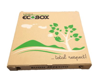 [10526] Pizzaæske, 29x29x3cm,"ECOBOX" tryk, brun, pap, (100 stk.)