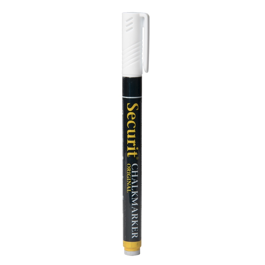 Kridtmarker med rund spids: 1-2 mm skrivebredde, Securit, Original, flydende kridt, flere farver, (1 stk.) (Hvid)