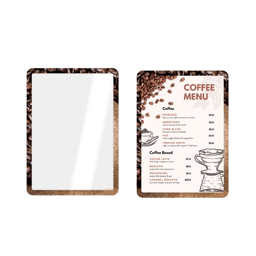 Inforamme, sticky-selvklæbende med magnetisk lukning, Securit, dobbeltsiddet A4, PP, kaffebønne Design, (1 stk.)