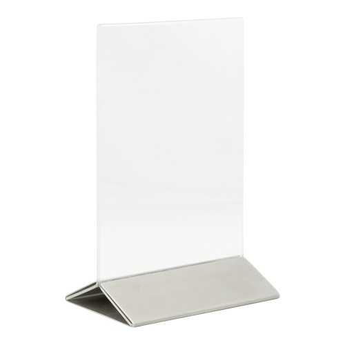 Bordrytter, med rustfri stålfod, Securit, A6, akryl/rustfri stål, (1 stk.)