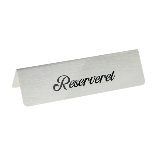 "Reserveret", bordskilte, 15x4 cm, aluminium, aluminium-Design med sort skrift, (5 stk.)