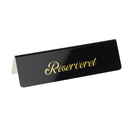 "Reserveret", bordskilte, 15x4 cm, aluminium, sort med guld-skrift, (5 stk.)