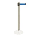 Afspærringsstolpe / kø-guide (uden fod), Securit, 96xØ7 cm, børstet stål/blåt udtræksbånd, (1 stk.) (Blå)
