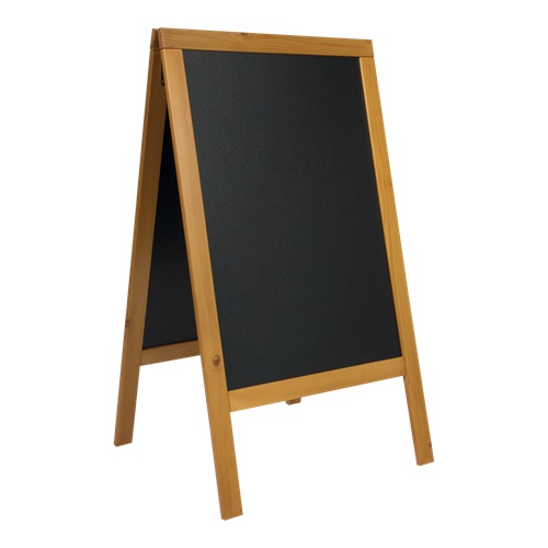 A-skilt / gadeskilt til kridtmarkere, Securit, Woody, stor: 125x69 cm, fyrretræ, teakfarvet, (1 stk.)