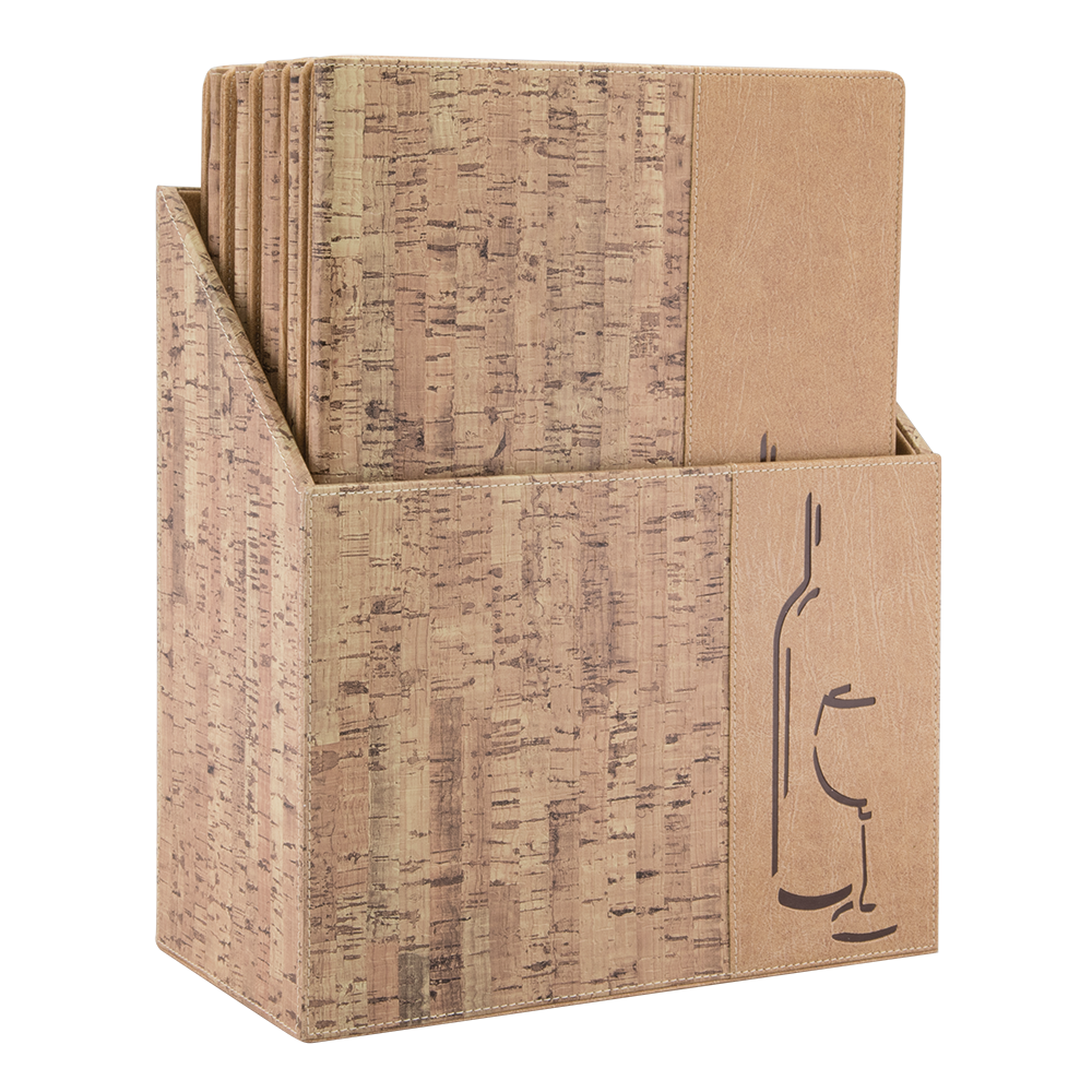 Vinkort i boks, Securit, KORK Design, A4, (10 stk.)