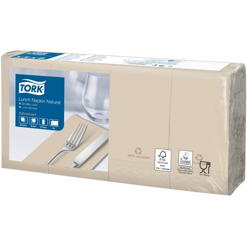 Frokostserviet, Tork Advanced, 2-lags, 1/8 fold, 33x33cm, natur, genbrugspapir, 477351, (2000 stk.)