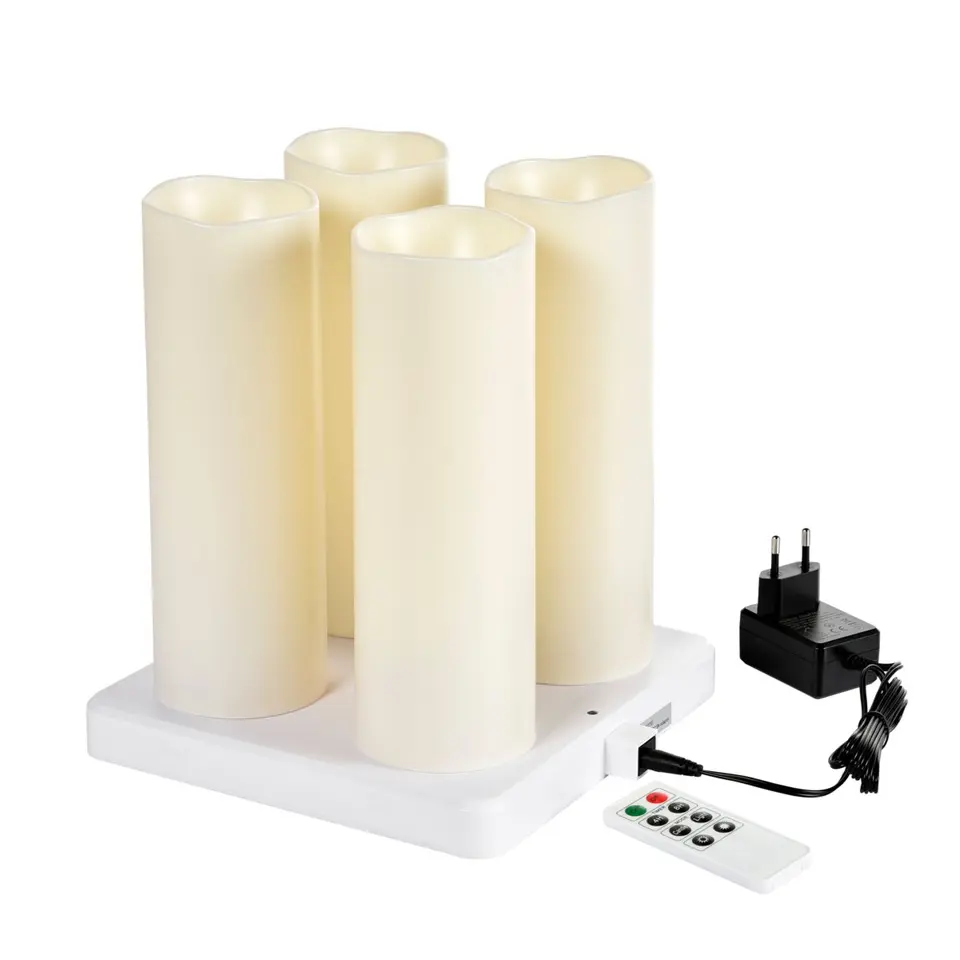 Genopladelige LED-Bloklys, 220x75mm, udendørs varm, hvid, Duni, (1 stk.)